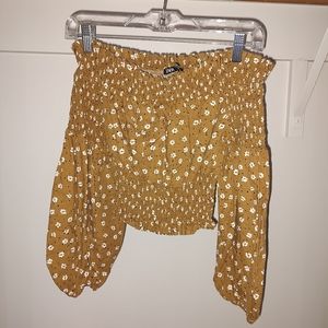 Off The Shoulder Long Sleeve Crop Top